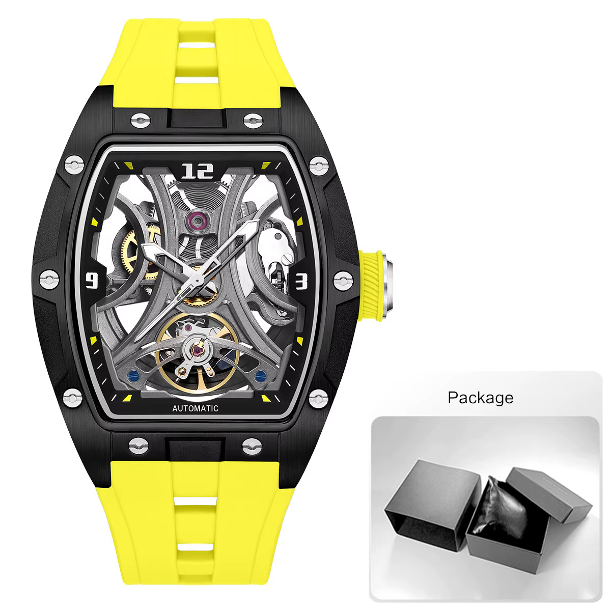 MEGIR – montre mécanique automatique de Style sport pour hommes, cadran Transparent entièrement creu