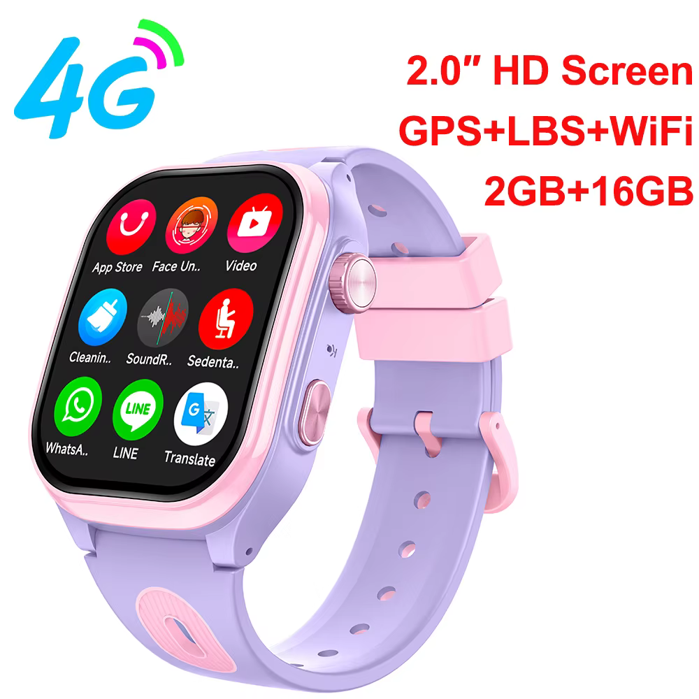 Montre intelligente pour enfants 4G GPS WIFI Appel vidéo Téléchargement d'applications Appel télépho