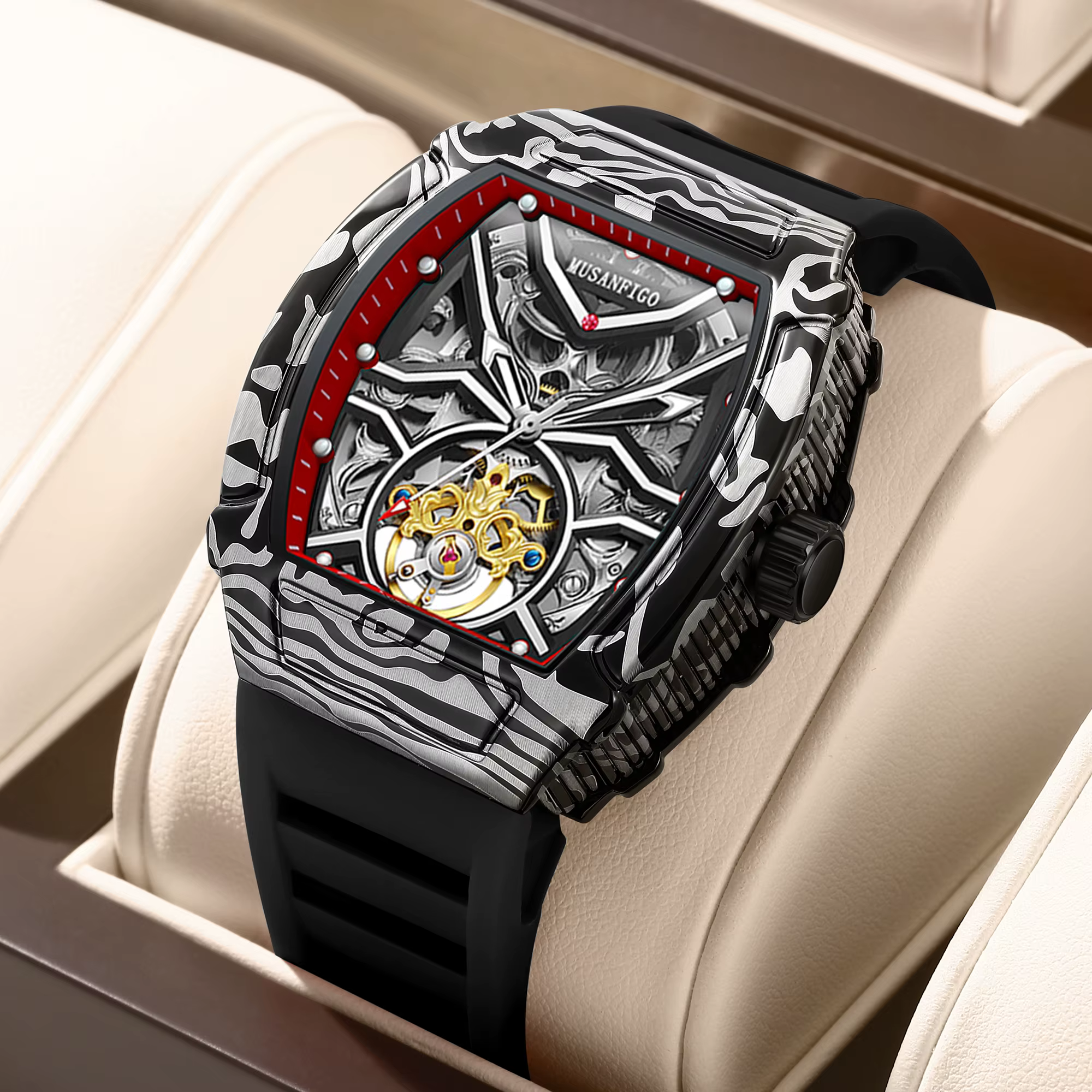 Montre mécanique entièrement automatique pour homme, personnalité à la mode, montre d'affaires décon