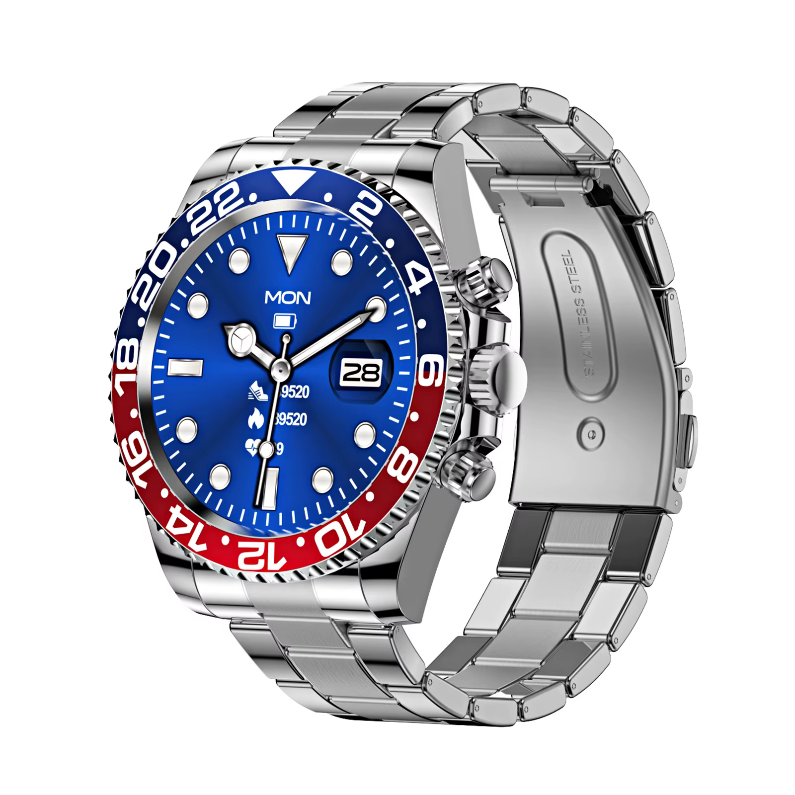 Montre connectée en acier inoxydable AW12, écran tactile IPS 1,28'', appel Bluetooth, veilleuse, cad