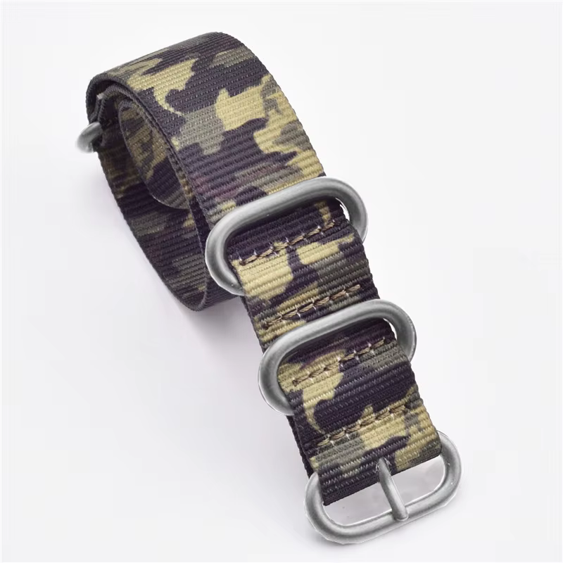 Bracelet de montre en nylon tissé, 20mm 22mm, boucle à anneau en acier inoxydable, camouflage milita