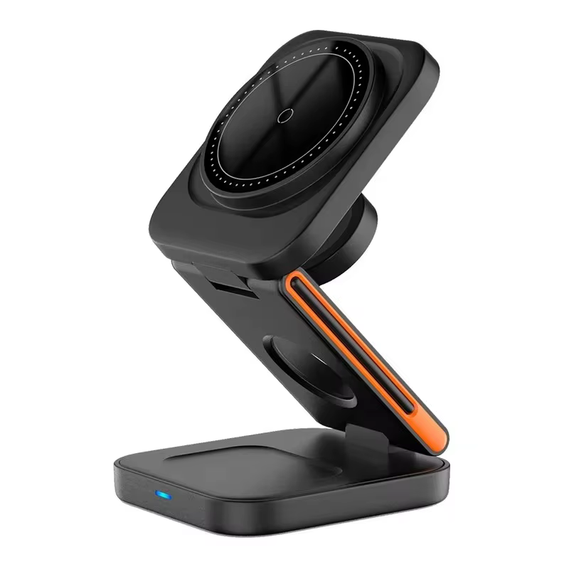Station de charge pliable 3-en-1 avec support de chargeur sans fil magnétique rapide pour iPhone 17