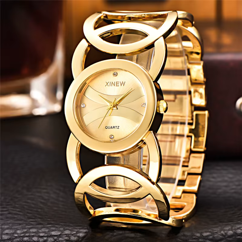 Femmes grande marque originale XINEW 6438 montres dames décontracté doré luxe Quartz Bracelets montr