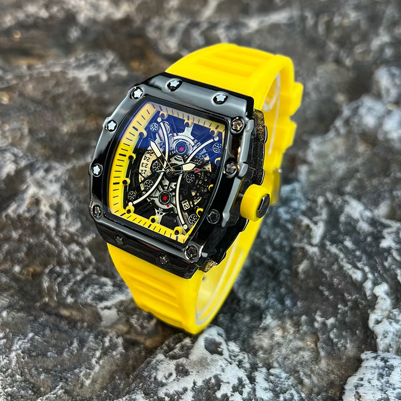 Montre pour hommes lumière marque de luxe cadran baril de vin à la mode nuit lueur montre de sport c