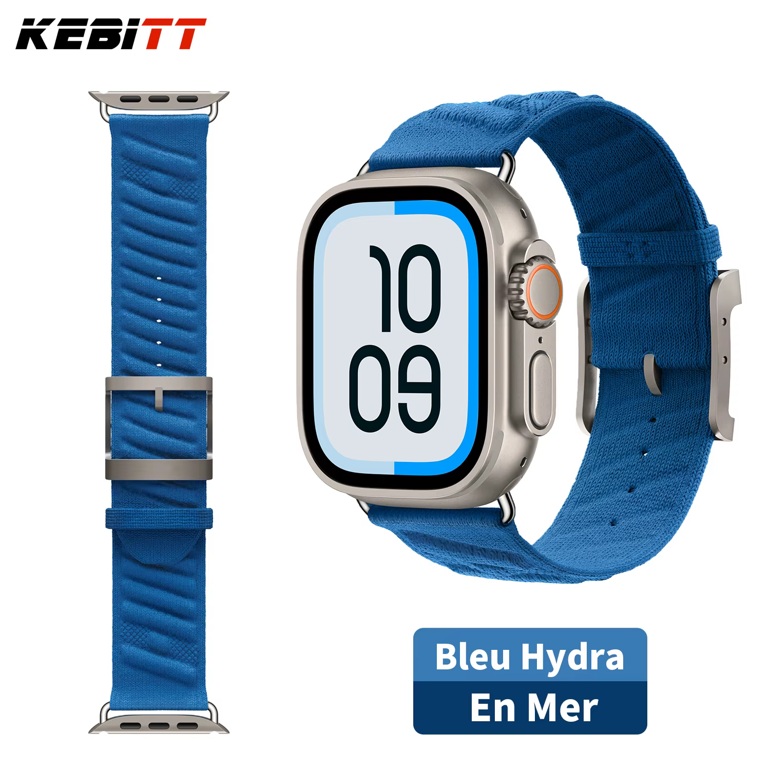 Kebitt En Mer Bleu Nuit bracelet Iwatch à tour unique pour Apple Watch Ultra2 10 9 8 7 6 bracelet 46