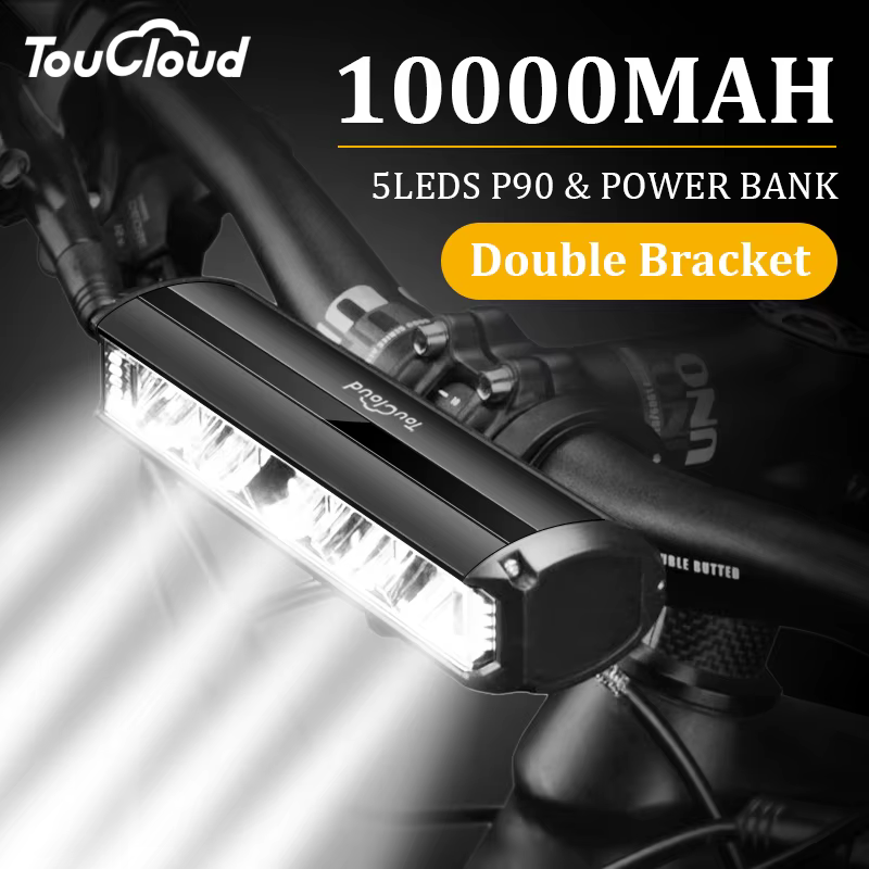 TouCloud – lumière avant de vélo 10000mAh, batterie externe, lampe de poche étanche, chargeur USB, a