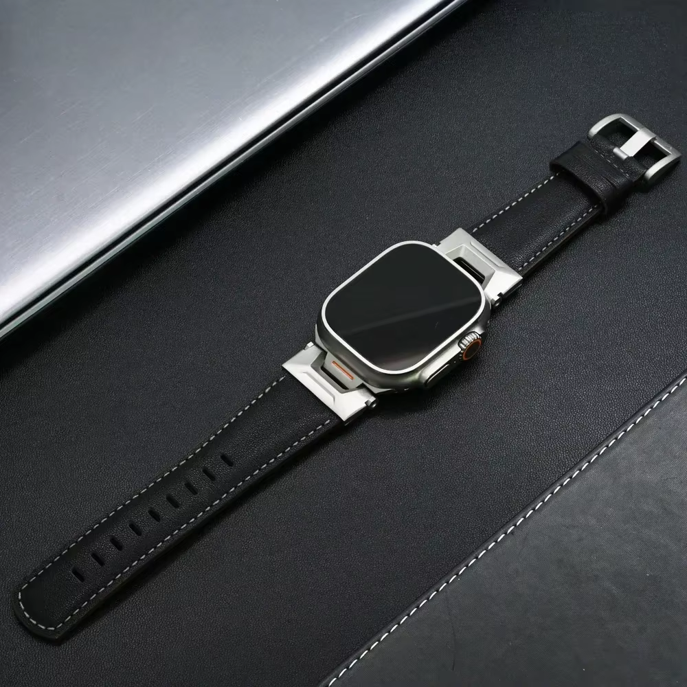 Bracelet en cuir pour Apple Watch, Bracelet de luxe pour iWatch, 10, 46mm, Ultra 2, 49mm, Série 9, 7