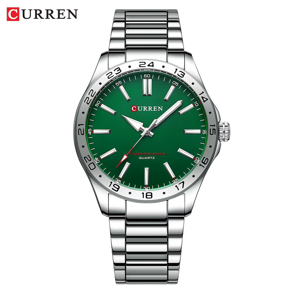 CURREN 8452 hommes montre à Quartz Simple mode loisirs affaires horloge noir argenté bracelet en aci