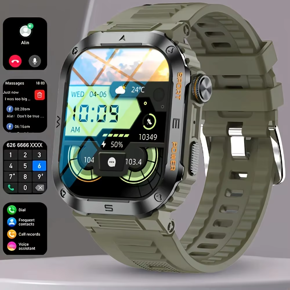 T-REX 3 montre intelligente militaire robuste et durable, étanche IP68, écran HD 2.01 pouces, montre