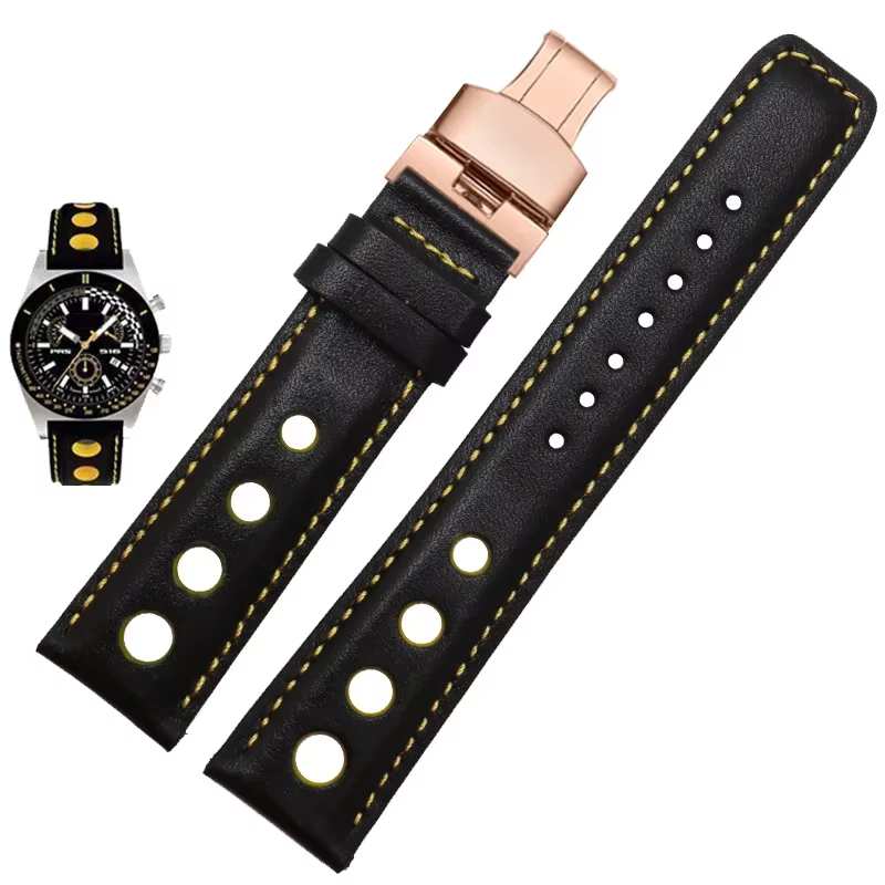 Pour Tissot Sports Racing série PRS516 T91 1853 bracelet en cuir véritable couche supérieure en peau