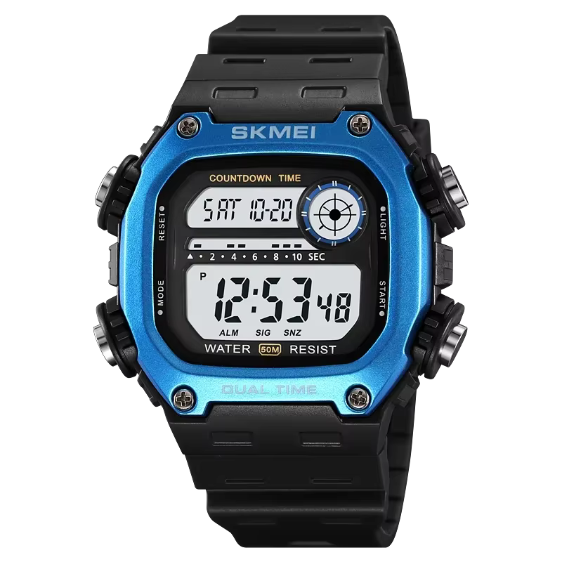 SKMEI rétro-éclairage compte à rebours numérique Sport montres hommes mode 5Bar étanche chronomètre 