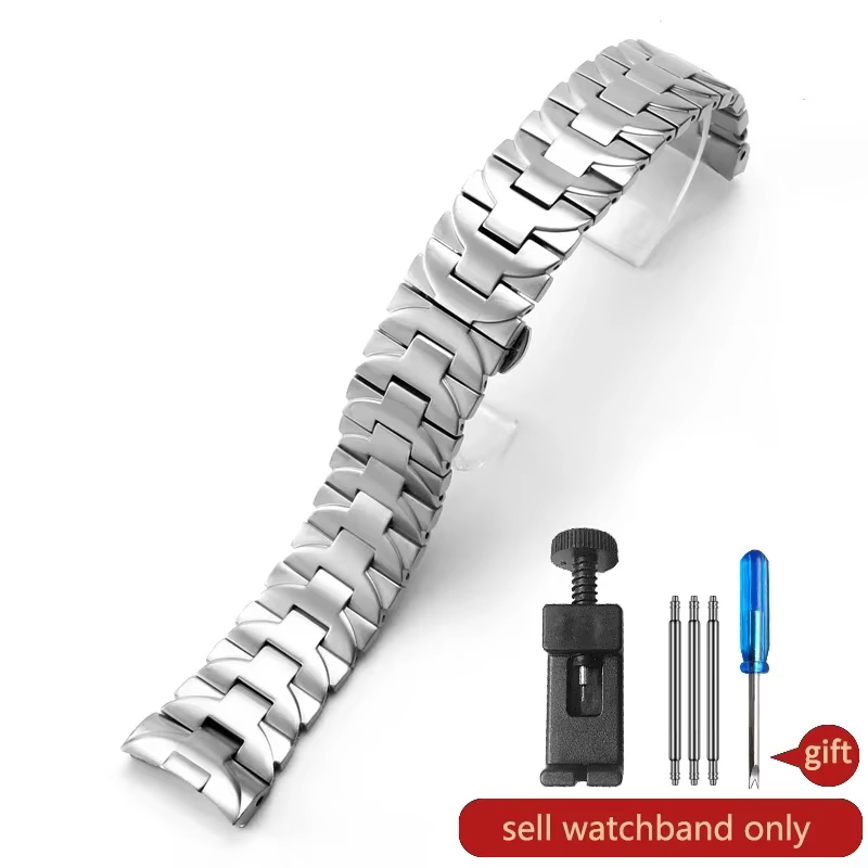 Pour Panerai Luminor série argent noir 24 22mm Pam 441111   Bracelet de montre en acier inoxydable s