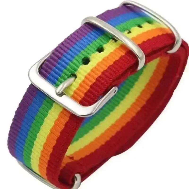 Bracelet arc-en-ciel personnalisé à la mode, couleur arc-en-ciel, pour Couple, en toile tissée d'été