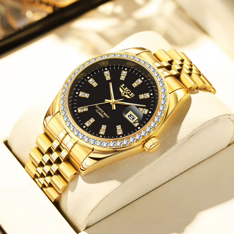 LIGE homme montre nouvelle mode Sport étanche Simple doré hommes montres Quartz horloge inoxydable S