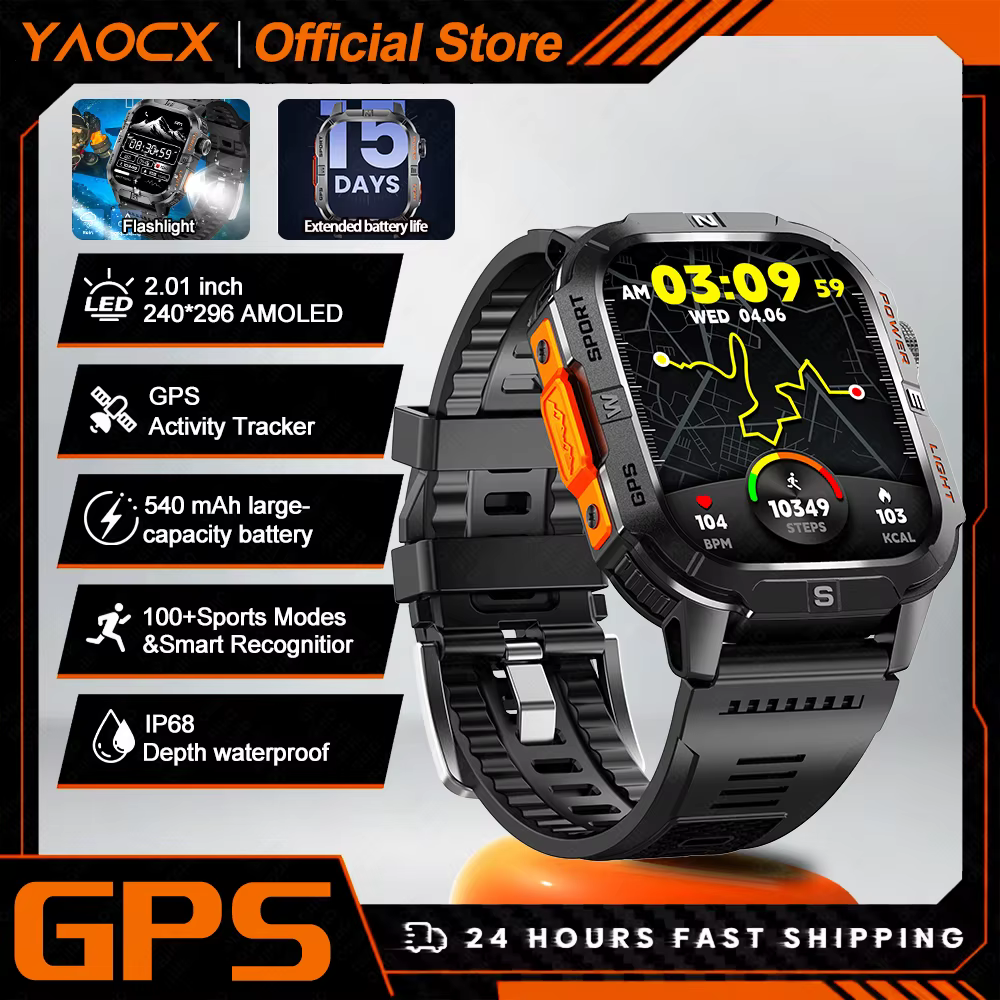 Montre connectée avec écran HD de 2,01 pouces, 540 mAh, système de positionnement par satellite 6 sa