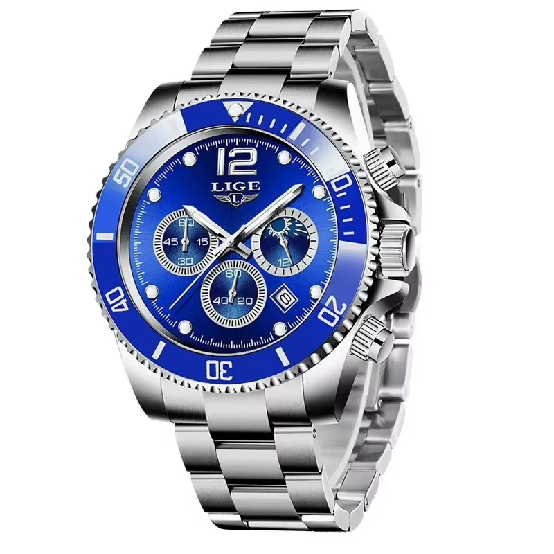 Montre pour homme LIGE, montre de luxe de marque haut de gamme pour homme, étanche, sportive, chrono