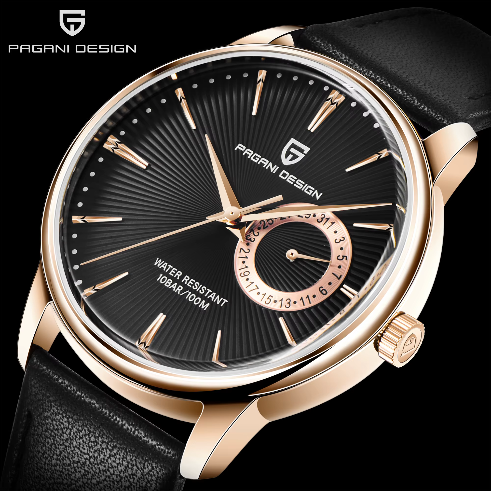 Montre à quartz pour homme Pagani PD-1654, mouvement TMI VH65, bracelet en cuir véritable, étanche 1