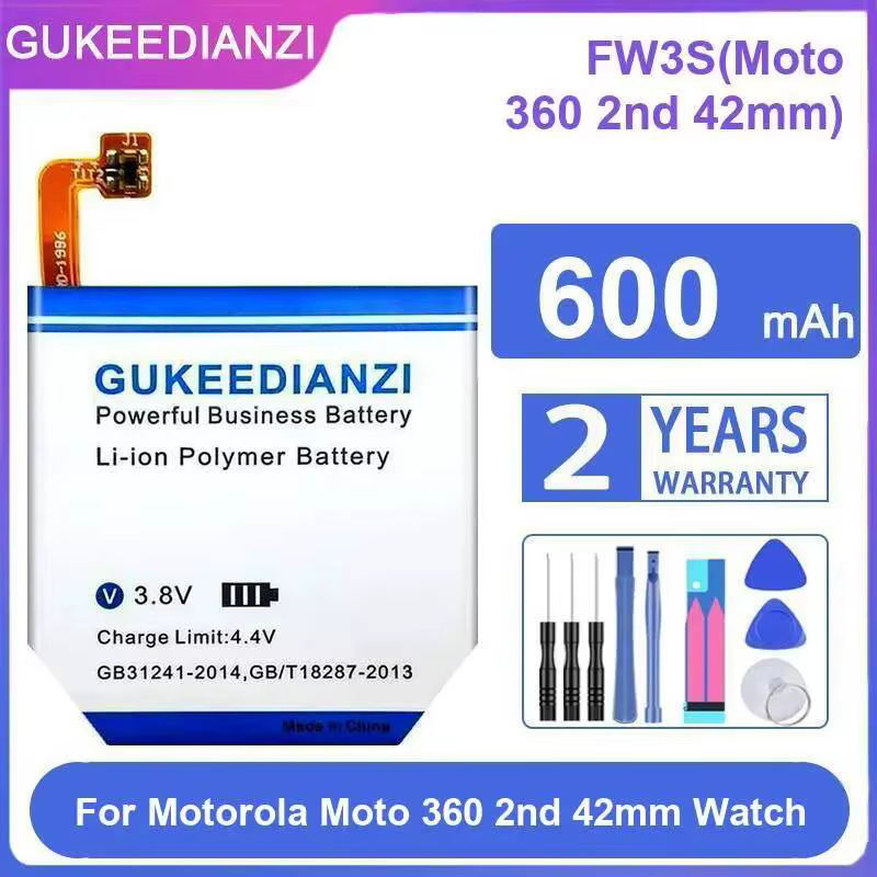 Batterie de montre stable WX30 480-1100mAh pour Motorola Moto 360 Watch 2ND 2014 1ST 42MM