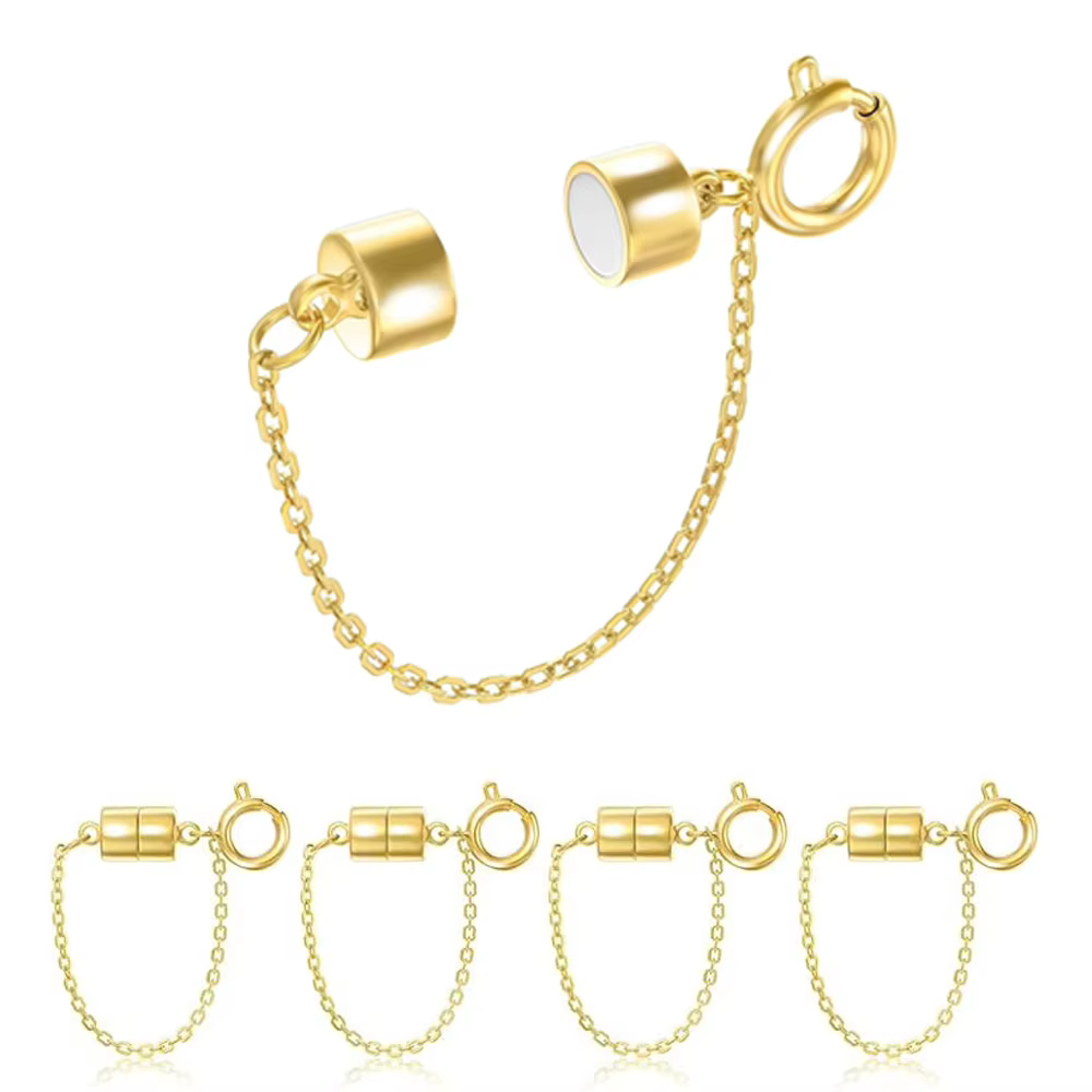 5 pièces de fermoirs et de boucles magnétiques pour bracelet avec chaîne de sécurité, jamais de chut