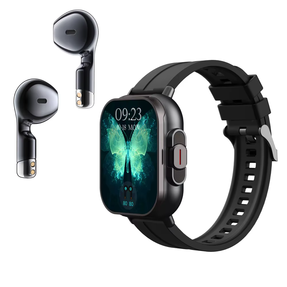 Montre connectée Bluetooth 2 en 1 avec écouteurs TWS, casque 2.01 ", appel BT, fréquence cardiaque, 
