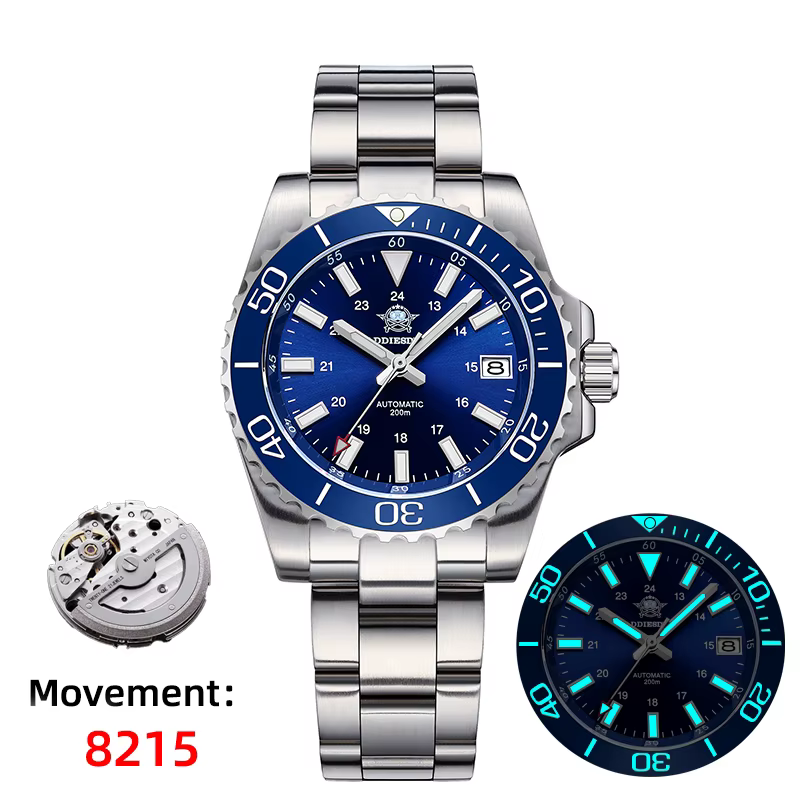 ADDIESDIVE montres mécaniques automatiques 8215 mouvement AD2504 20Bar étanche BGW9 montre en verre
