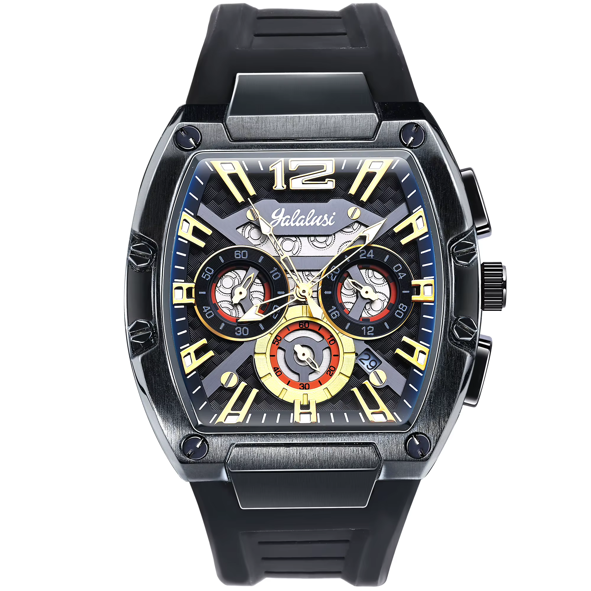 Yalalusi Montre de sport décontractée pour hommes avec grand cadran et mouvement à quartz résistant