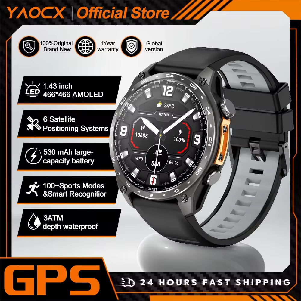 Montre connectée pour hommes, avec cartes GPS intégrées, appel BT, plus de 100 Modes sportifs, étanc