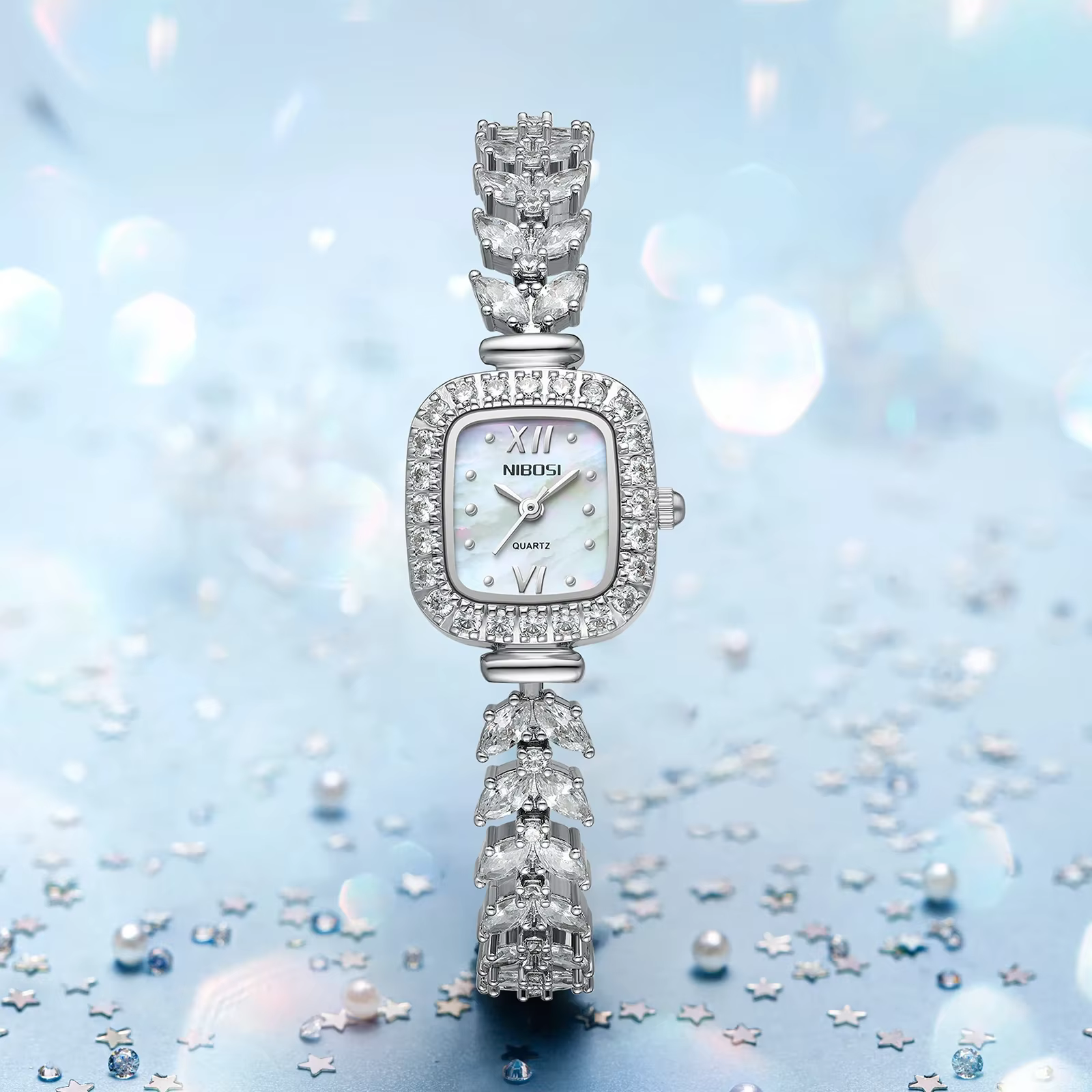 NIBOSI-Montre à quartz pour femme, marque de luxe, bracelet en acier clouté de diamants, à la mode