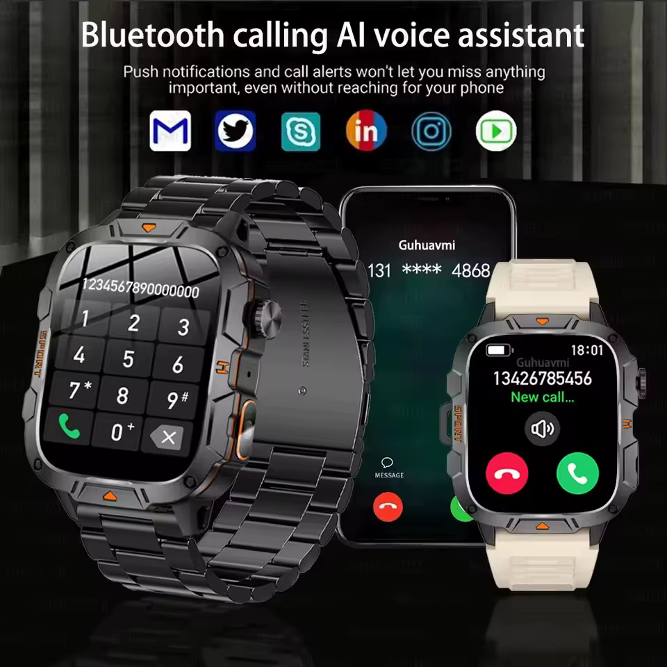 Nouvelle Montre Connectée Militaire 2025 pour Hommes, Écran AMOLED 1,96'', Étanche 5ATM, Suivi Sport