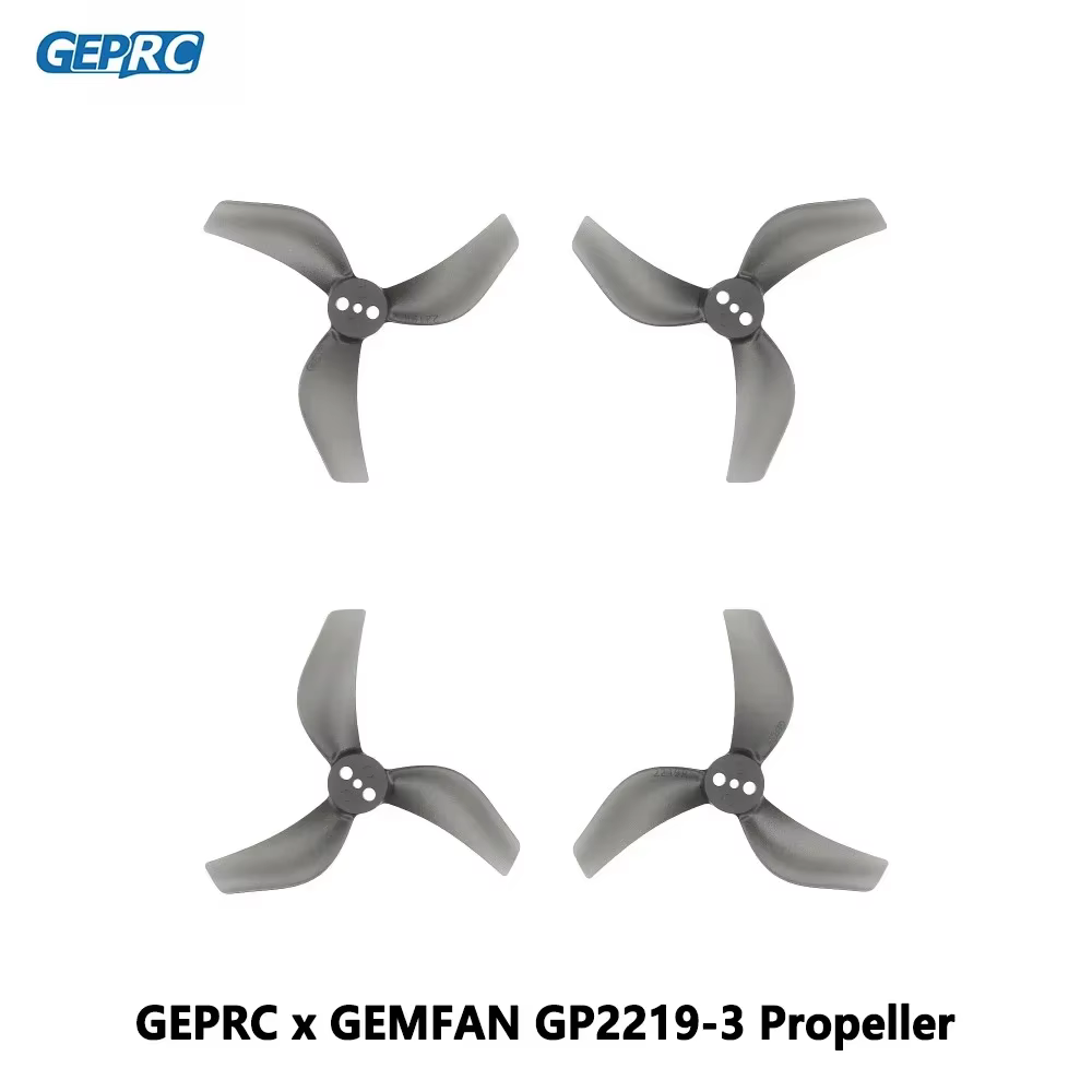 GEPRC x GEMFAN GP2219-3 Hélice transparente noire en PC à 3 pales de 2,2 pouces avec axe de 1,5 mm p