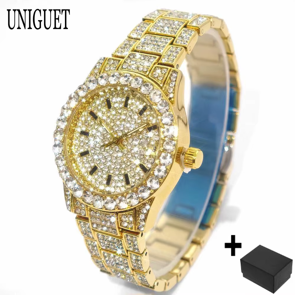 Montre de glace de mode pour femmes montre à Quartz en acier inoxydable de luxe dames robe plein dia