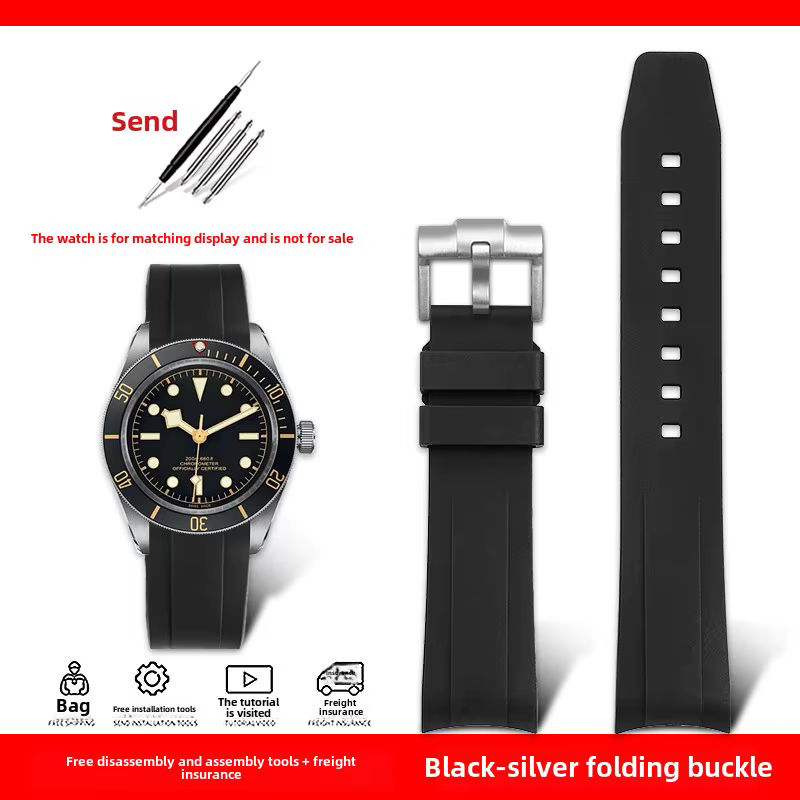 Bracelet incurvé en caoutchouc fluoré de 20MM pour Tudor 1958 Biwan 39 cadran M79030N M79018V BB58 b