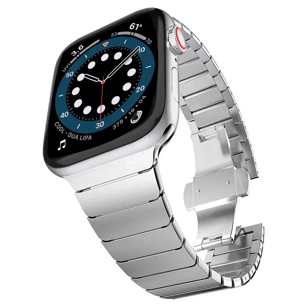 Bracelet à Maillons Métalliques pour Apple Watch, Accessoire en Acier Inoxydable, 45mm, 44mm, 42mm,