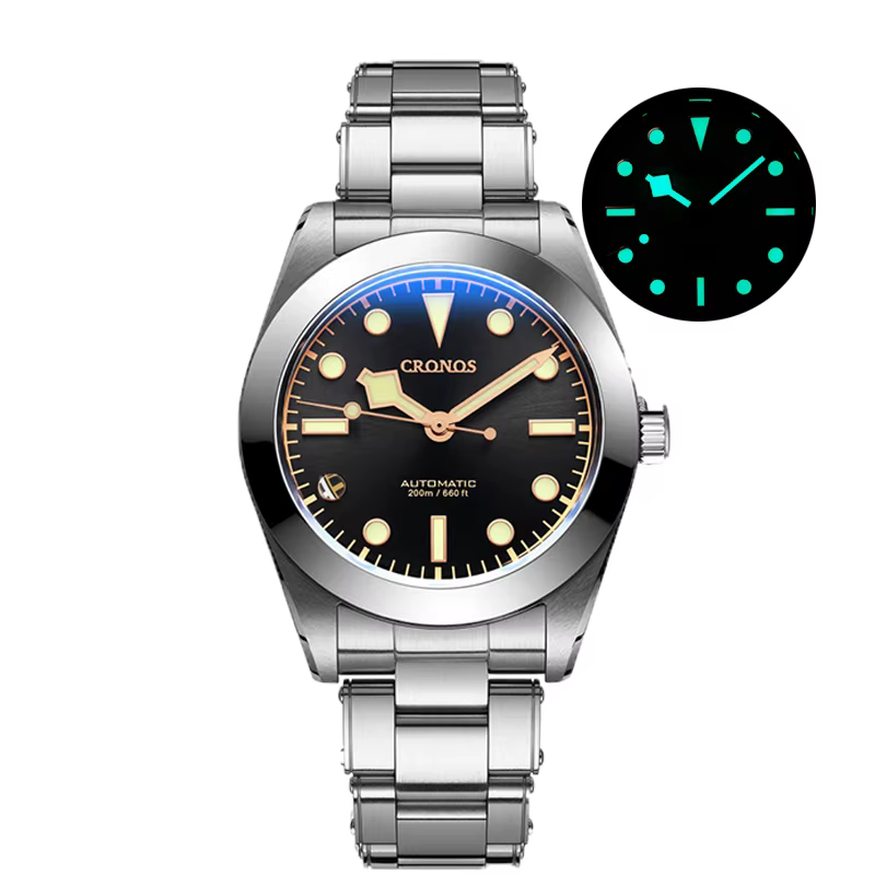 CRONOS – montre-bracelet automatique pour hommes, 39mm, mécanique de luxe, C3/BGW-9, plongeur lumine