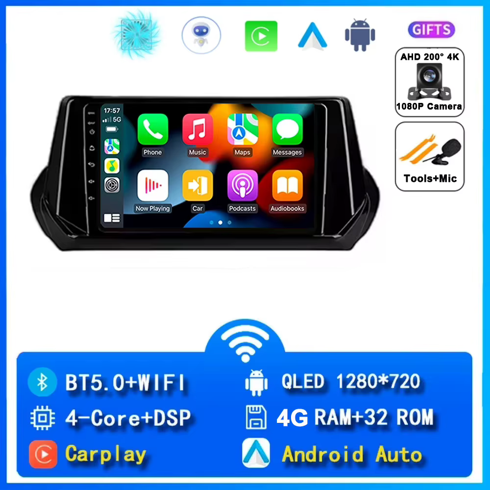 Autoradio Android 15 Carplay Auto pour Peugeot 2008 208 2019 2020 2021 2022 Navigation GPS Lecteur M