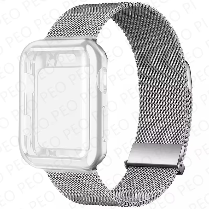 Boucle milanaise + étui pour bracelets de montre Apple 45mm 44mm 38mm-42mm 41/40mm bracelet magnétiq