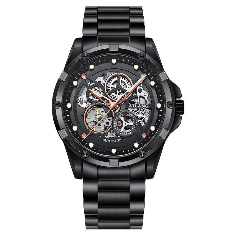 Montre homme Ailang entièrement automatique à mouvement mécanique, montre tendance étanche avec écla