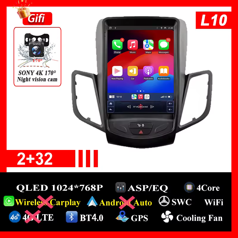 GPS de voiture Android 16 pour Ford Fiesta MK7 2009 - 2016 No 2din lecteur multimédia DVD unité prin