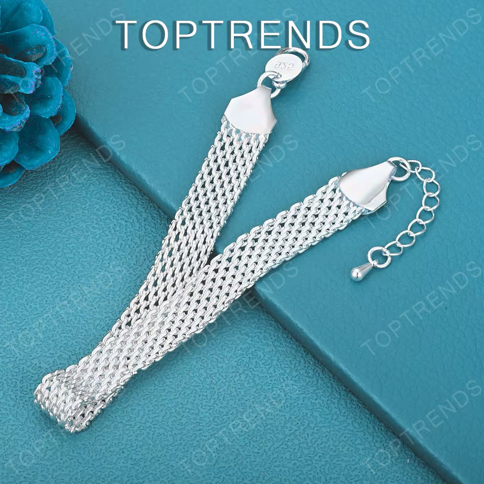 Bracelet en maille d'argent Sterling 925 pour hommes et femmes, 10mm, accessoires de bijoux simples