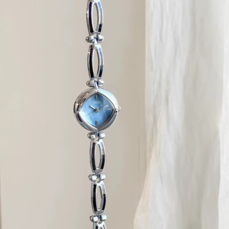 Montre à Quartz pour femmes, argent bleu, Design Original, petite horloge ronde, étanche, élégante, 