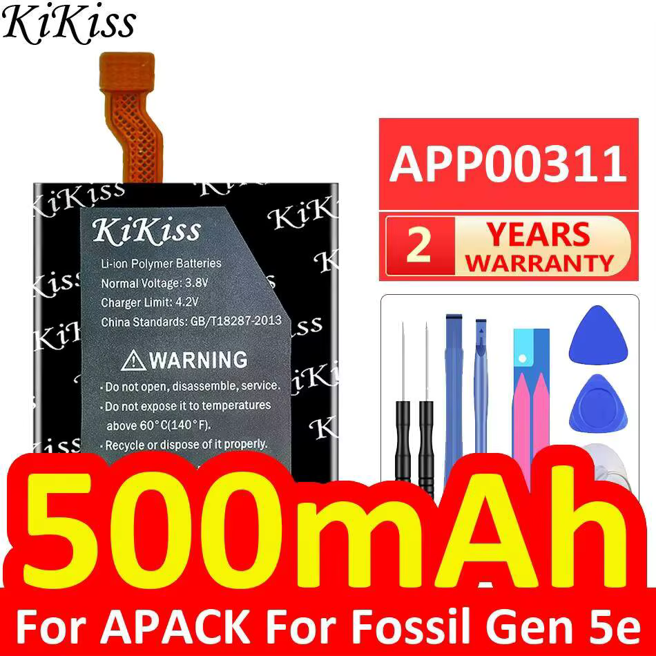 Batterie de remplacement premium pour Apack pour Fossil Gen 5e 500mAh pour montre connectée APP00311