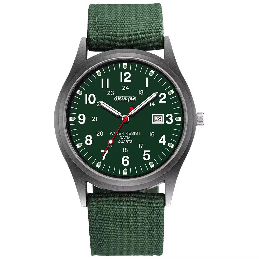 Montre-bracelet à quartz de sport militaire pour hommes, horloge à mains shoes, calendrier, nylon, d