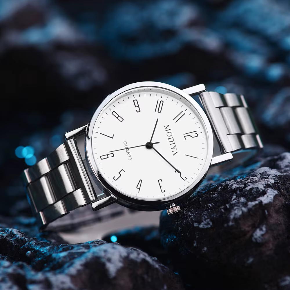 Montre à bande d'acier pour hommes, nouvelle mode Business, tendance, haute beauté, montre à Quartz,