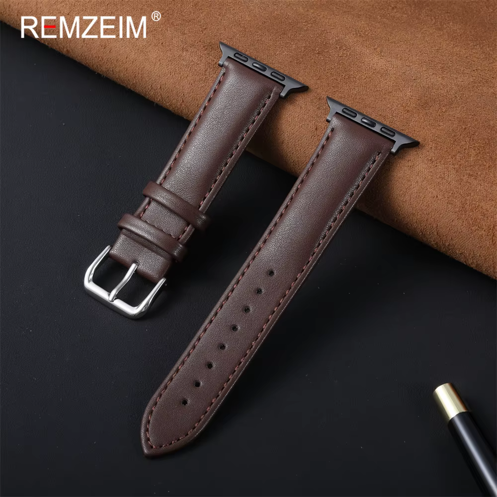 Bracelet en cuir PU pour homme, usage quotidien, pour iWatch 38-49 mm, bracelet de montre unisexe po