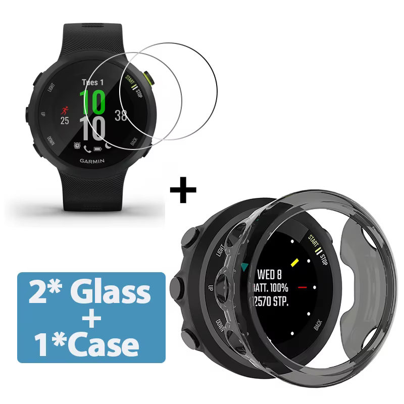 2 + 1 étui de protection + protecteur d'écran pour montre Garmin forerunner 45 45S, coque de protect