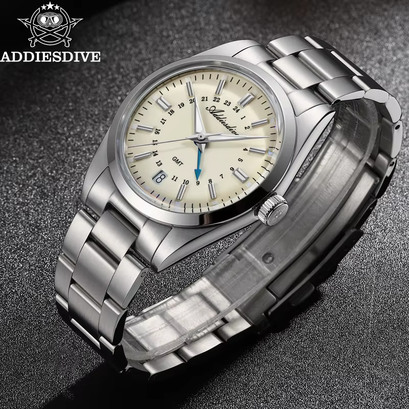 ADDIESDIVE 36mm montre analogique pour hommes GMT 515-24H montre BGW9 lumineux 100m étanche en acier