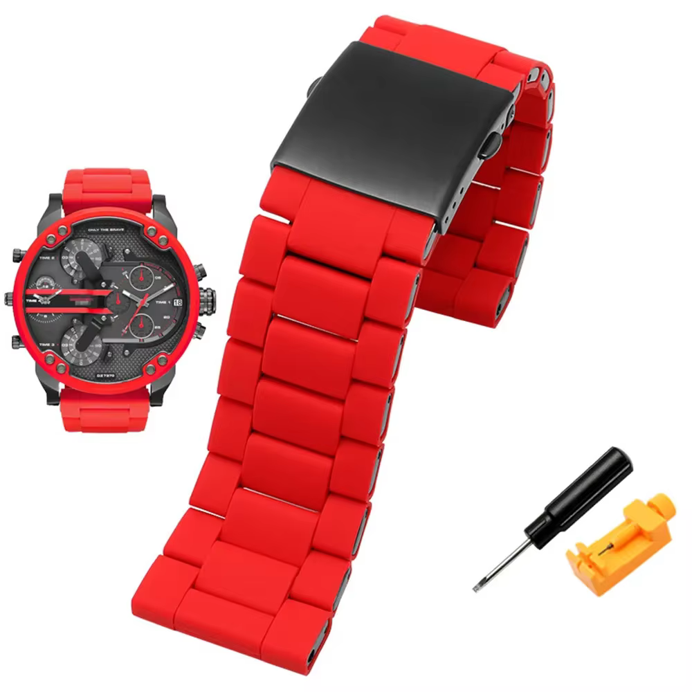 Bracelet de montre en silicone et acier inoxydable pour montre Diesel DZ7396 DZ7370 DZ4289 DZ7070 DZ