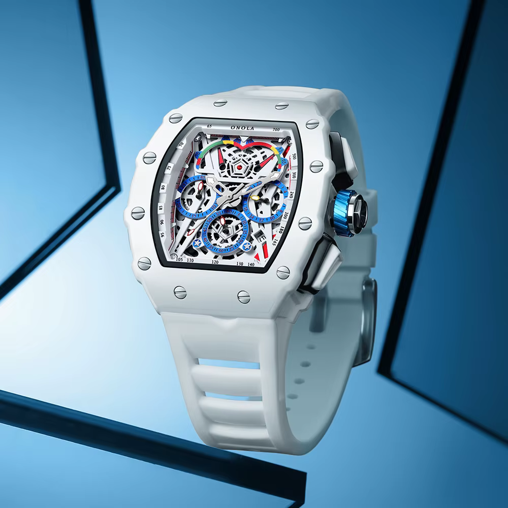 Montre de luxe pour hommes ONOLA mode décontracté multifonctionnel bande de Silicone étanche montre