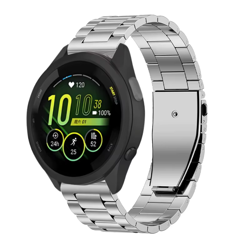 Bracelet métallique en acier inoxydable, 22mm 20mm 18mm, pour Garmin Forerunner 570 970 55 265 965 1