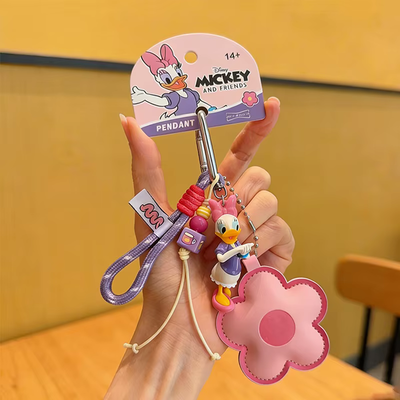 Porte-clés Disney authentique avec poupée Minnie et pendentif Donald Duck, accessoire mignon pour té